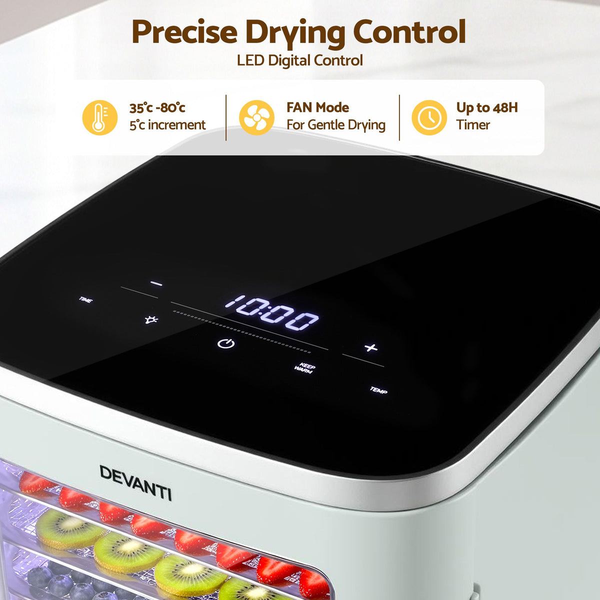 Devanti 5 tray food dehydrator, green