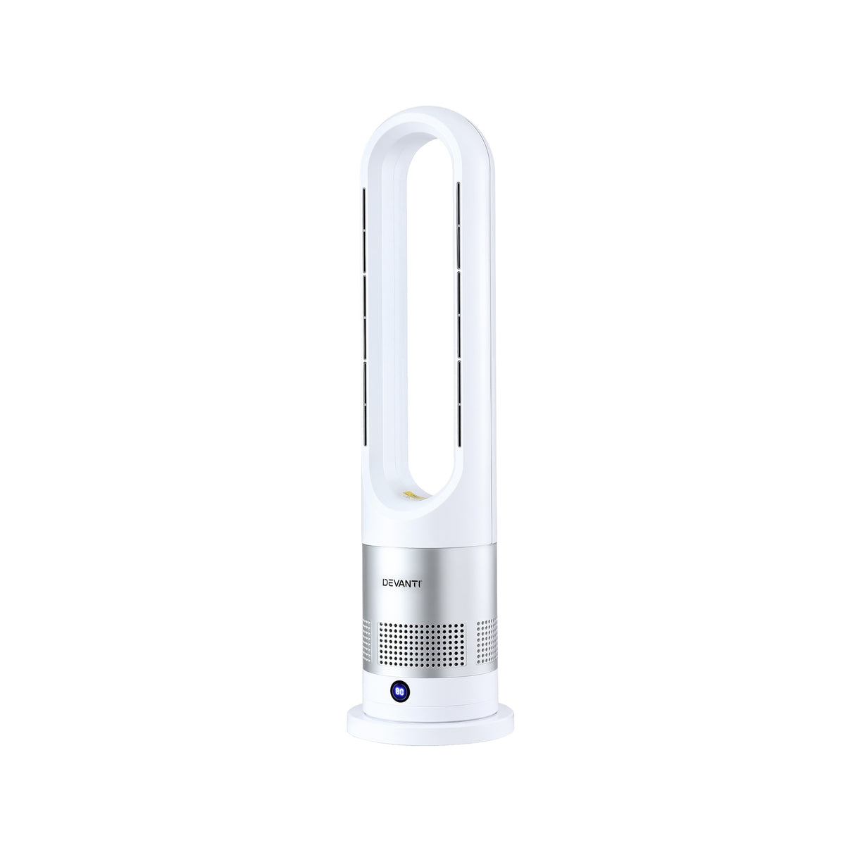 Devanti Bladeless Tower Fan Heater and Cooler 2in1 Portable Oscillation Fan for Bedroom Room Office Use White