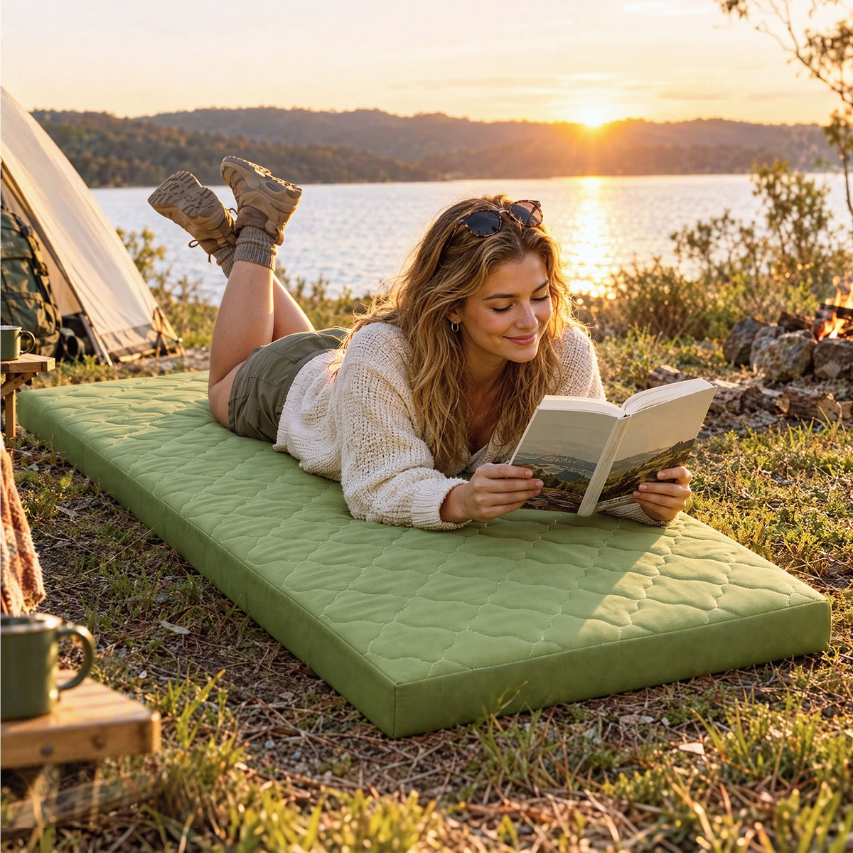 Giselle Folding Mattress Single 8cm Foldable Camping Travel Roll-Up Floor Bed.