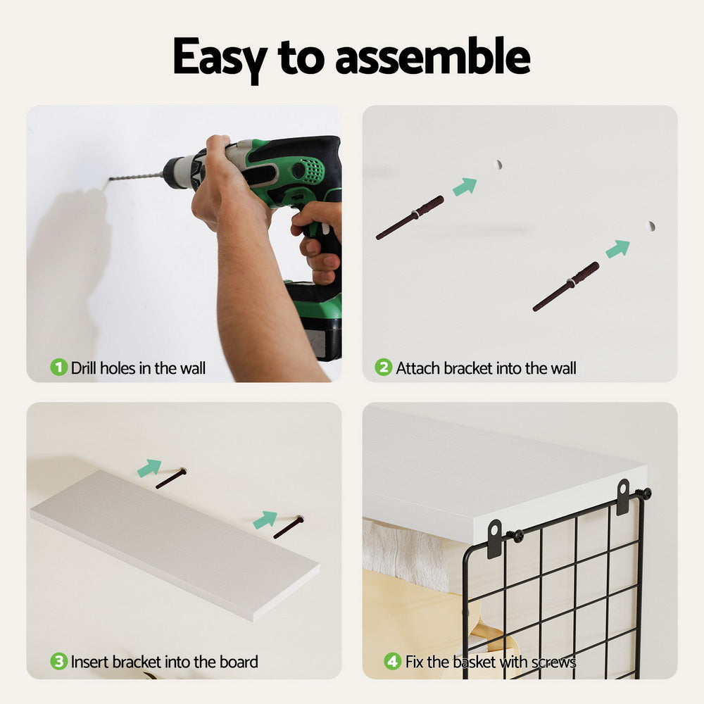 Artiss Floating Wall Shelf Set of 3 White