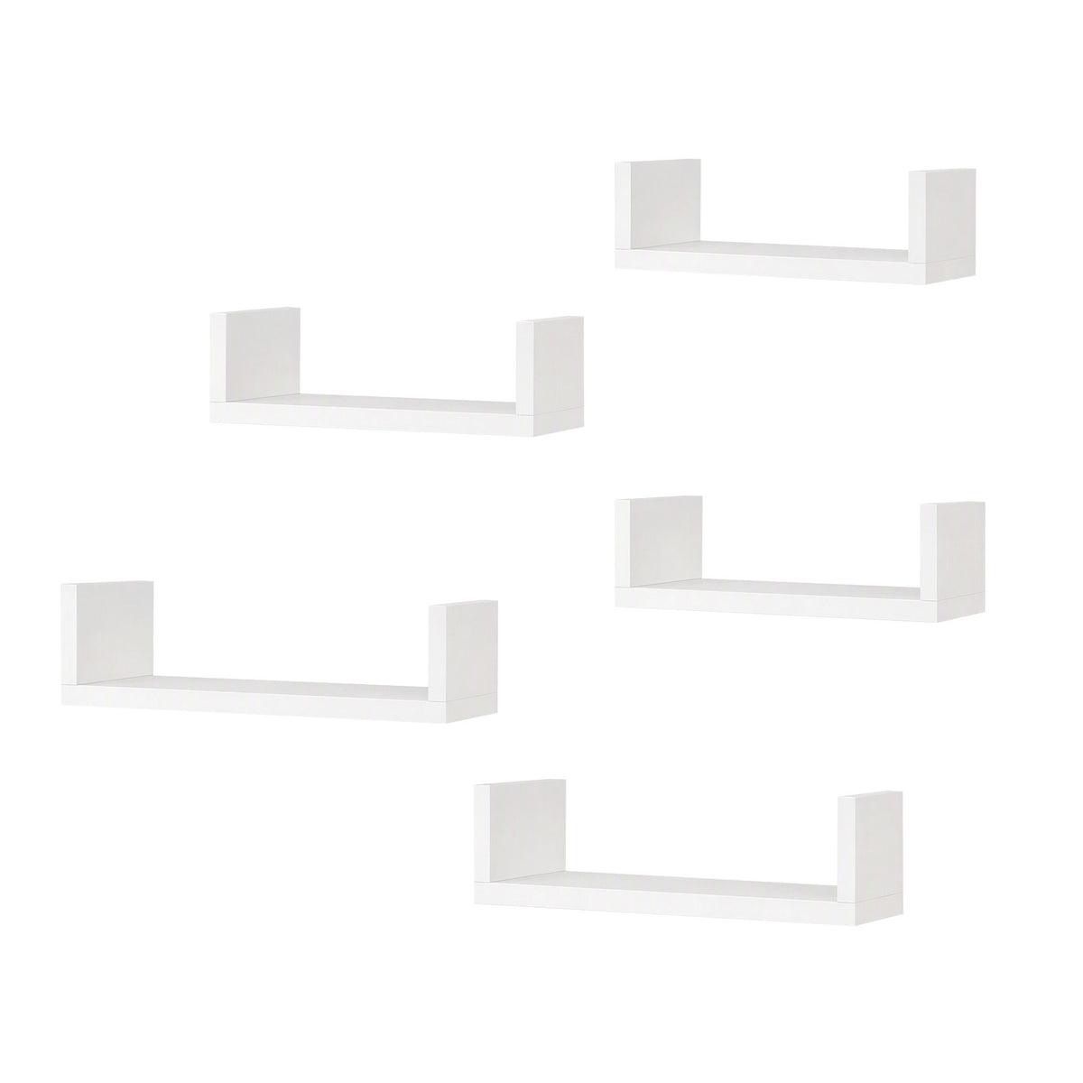 Artiss floating wall shelves set of 5, U-shape display ledge, white