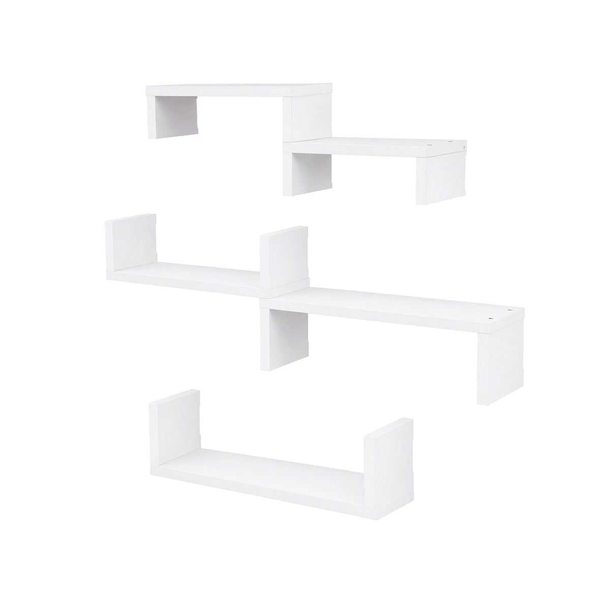 Artiss floating wall shelves set of 5, U-shape display ledge, white