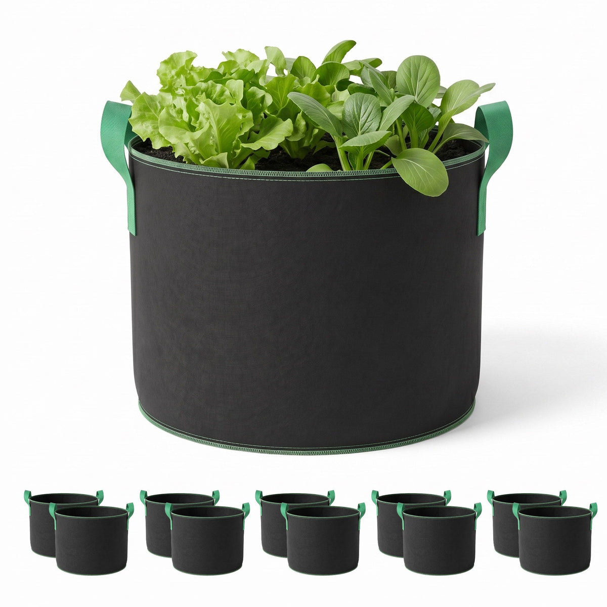 Green Fingers 20 Gallon Grow Bags 300gsm thick Aeration Fabric Pots 10 Pack.