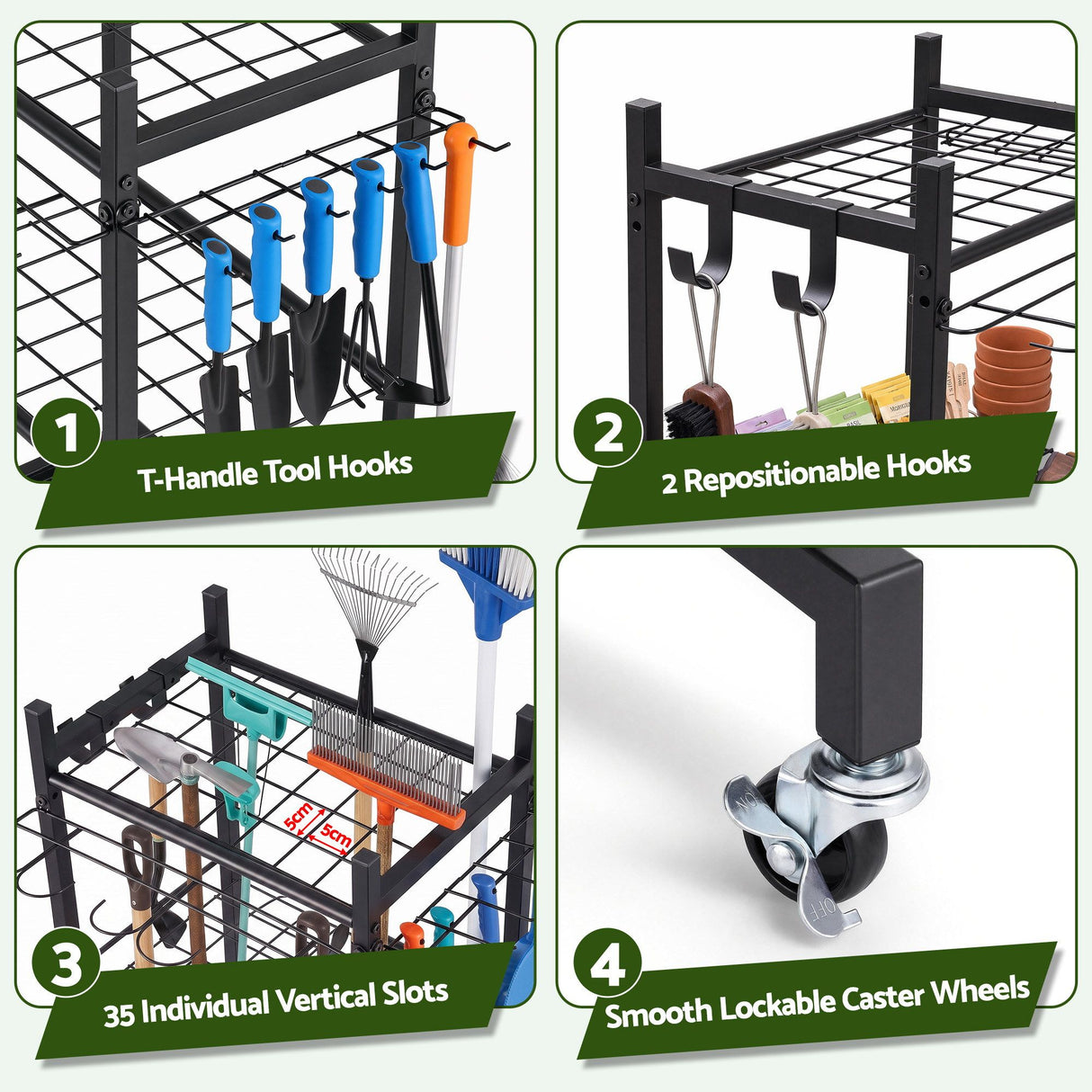 Gardeon Garden Tool Organizer with Wheels Heavy Duty Garage Yard Storage Cart - Shoppers Spot Tools > Tools Storage > Wall Storage Racks - Alternate view 3
