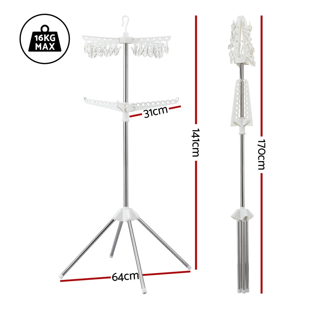 Artiss Clothes Rack Airer 2 Tier Rotatable Hanger Foldable