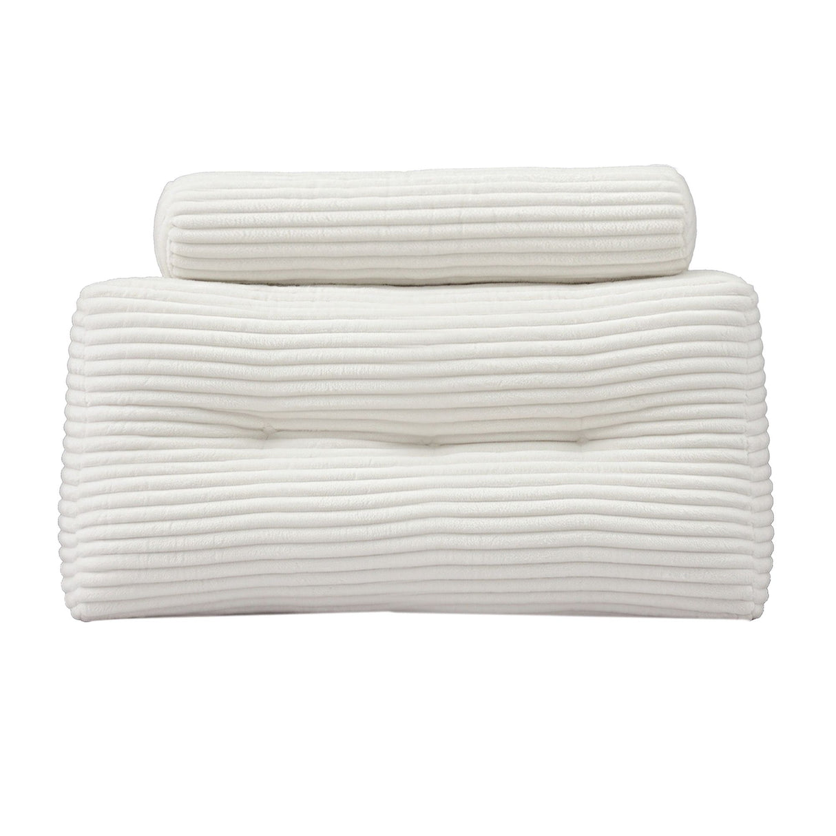 Giselle wedge pillow headboard with non-flattening shredded foam core, perfect for dorm reading or sofa lap desk, 330g corduroy cover, side pockets, King Single