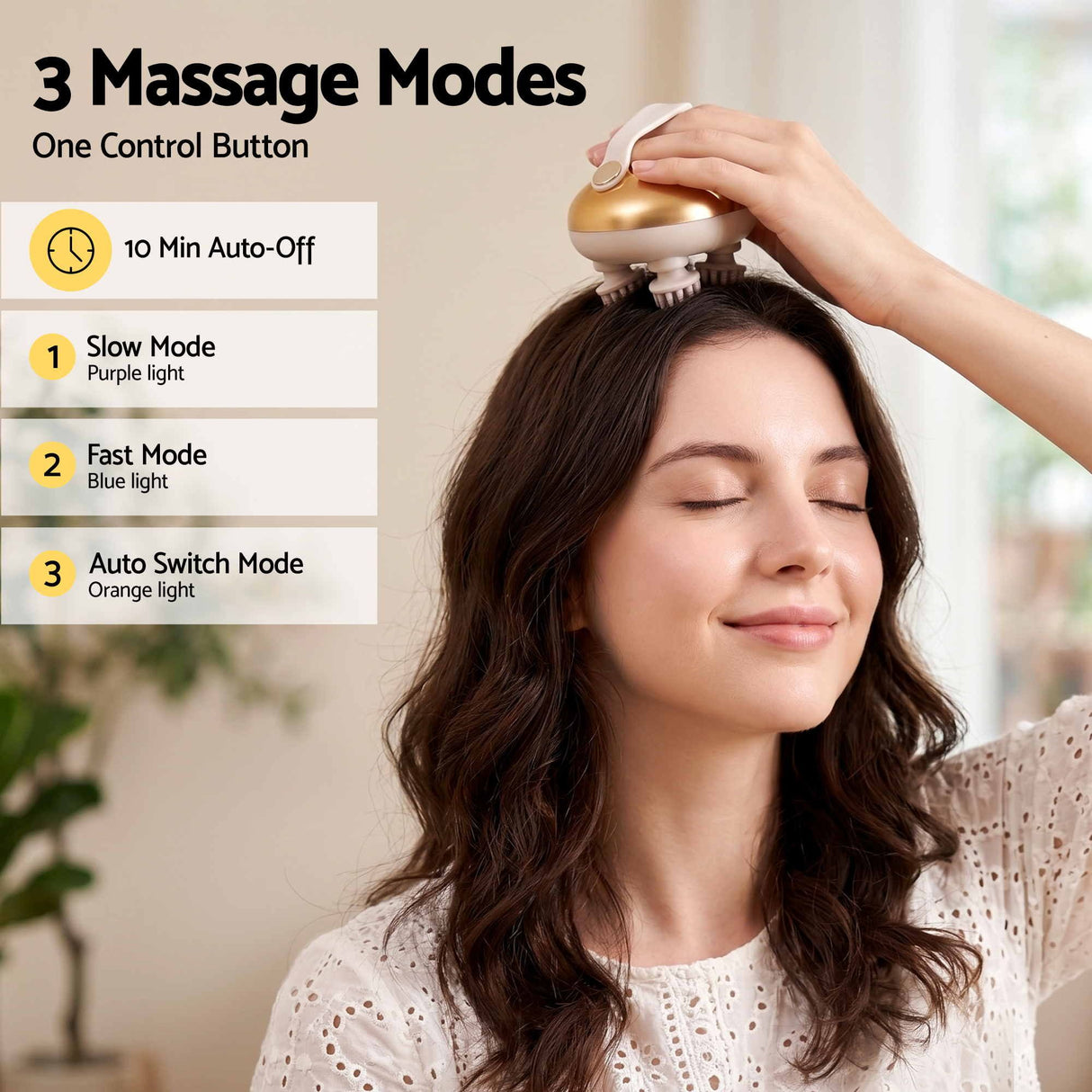 Livemor Scalp Massager Kneading Head Massager Scalp Stress Relax Portable Rechargeable Hair Massager Shower Massage Waterproof Cat Massager Scratcher, Gift for Mom Dad