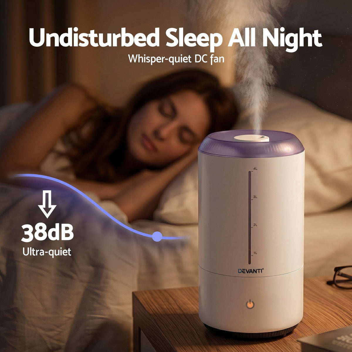 Devanti 4L ultrasonic humidifier and aroma diffuser, white