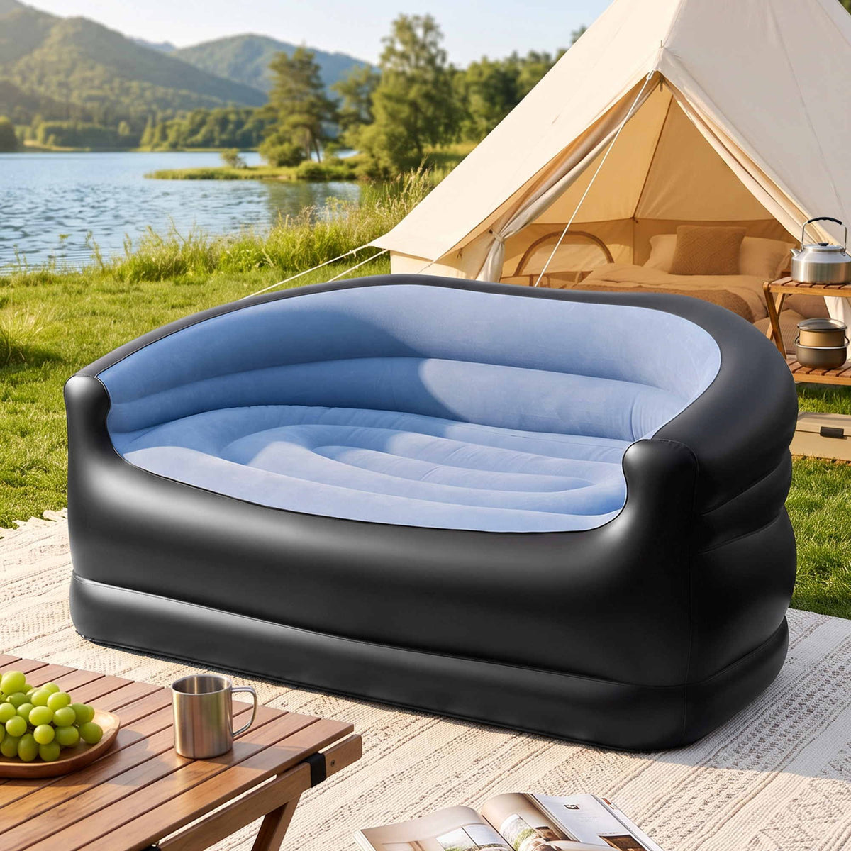 Gardeon Outdoor Air Sofa Inflatable Couch Two-Seater Lounge Chair with Pump Blow Up Couches for Camping.