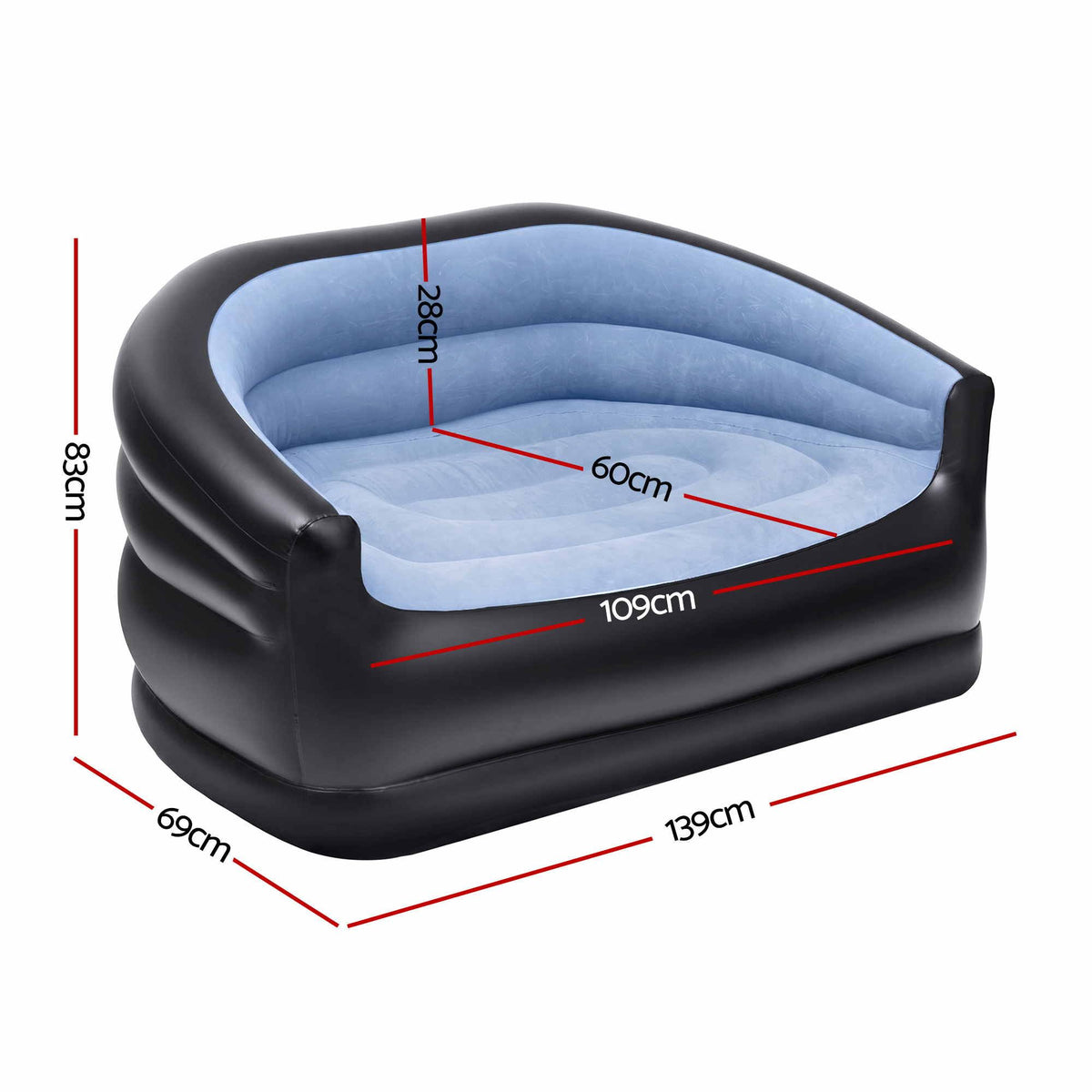 Gardeon Outdoor Air Sofa Inflatable Couch Two-Seater Lounge Chair with Pump Blow Up Couches for Camping.