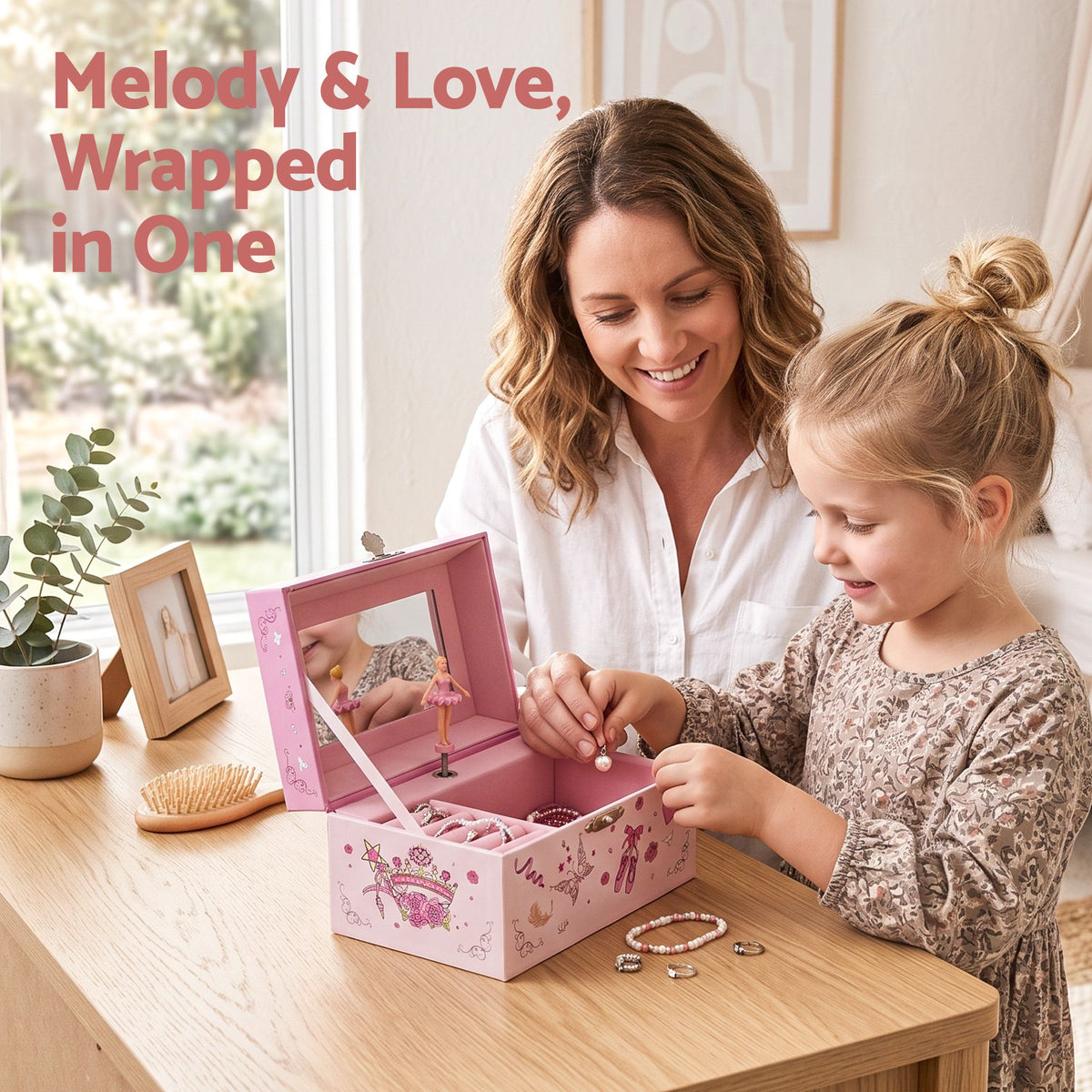 Keezi Kids Jewellery Box Organiser for Girls Kids Music Box Princess Pink