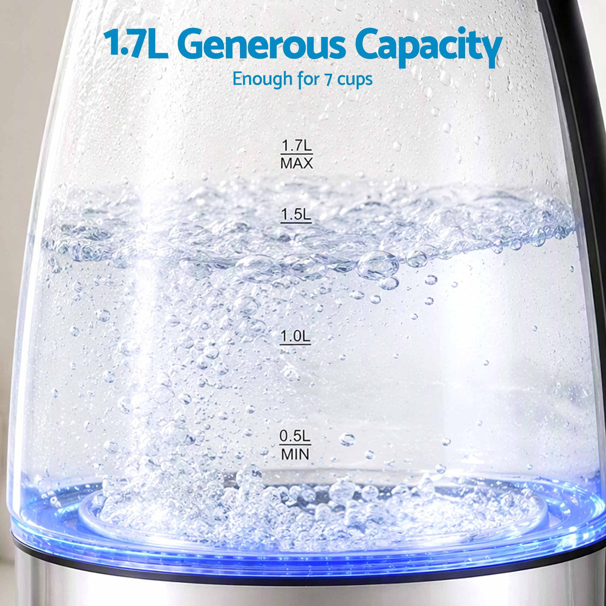Devanti 1.7L Glass Electric Kettle.