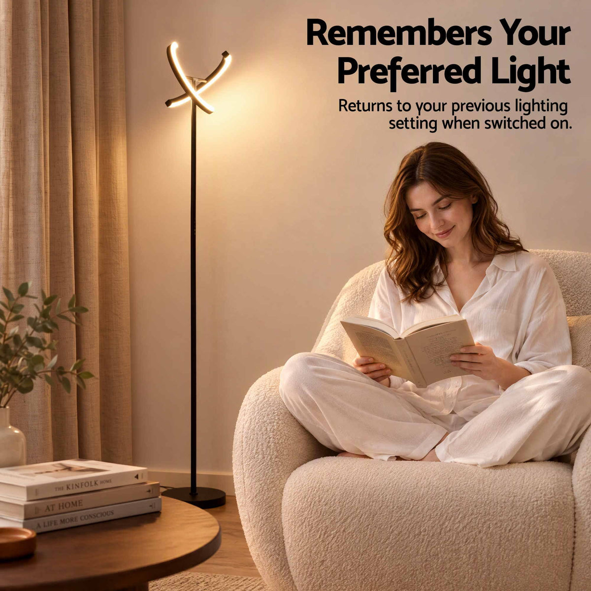 Artiss LED Floor Lamp with Dual Rotating Heads, Dimmable Light and Remote Control Black 20W.