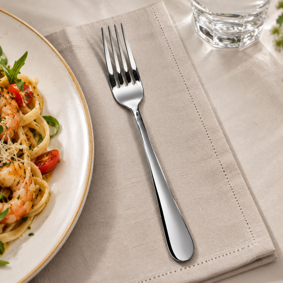 Dolphy Augusta Stainless Steel Table Fork 206mm (Model 2501-5) β 18/0 Grade Cutlery for Restaurants, Cafes & Home Dining (Pack of 12)