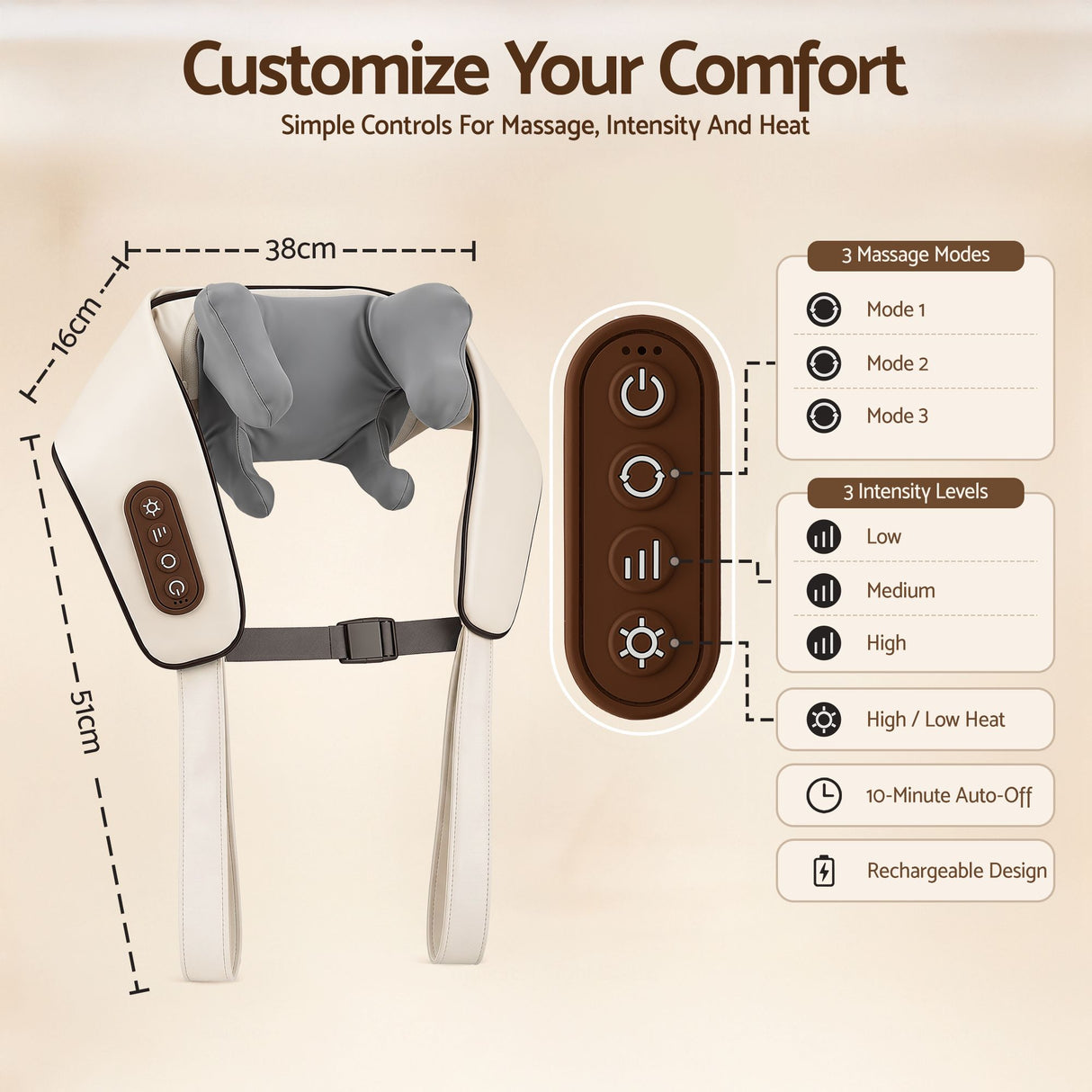 Livemor Neck Massager with Heat Pillow Shiatsu Shoulder Back Massager Pain Relief Tissue Kneading - Shoppers Spot Health & Beauty > Massage & Relaxation > Massagers - Alternate view 2