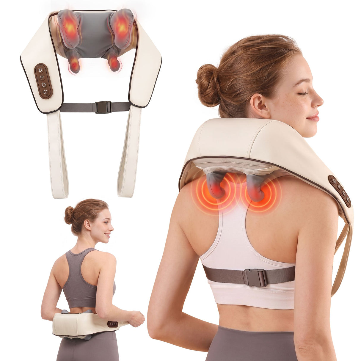Livemor Neck Massager with Heat Pillow Shiatsu Shoulder Back Massager Pain Relief Tissue Kneading - Shoppers Spot Health & Beauty > Massage & Relaxation > Massagers - Alternate view 10