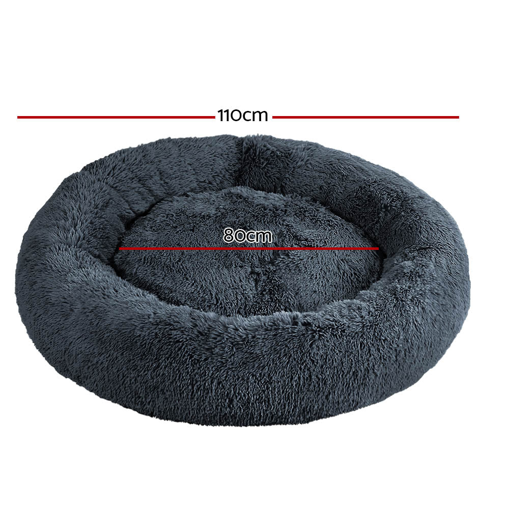 i.Pet 110cm calming pet bed, extra large, dark grey
