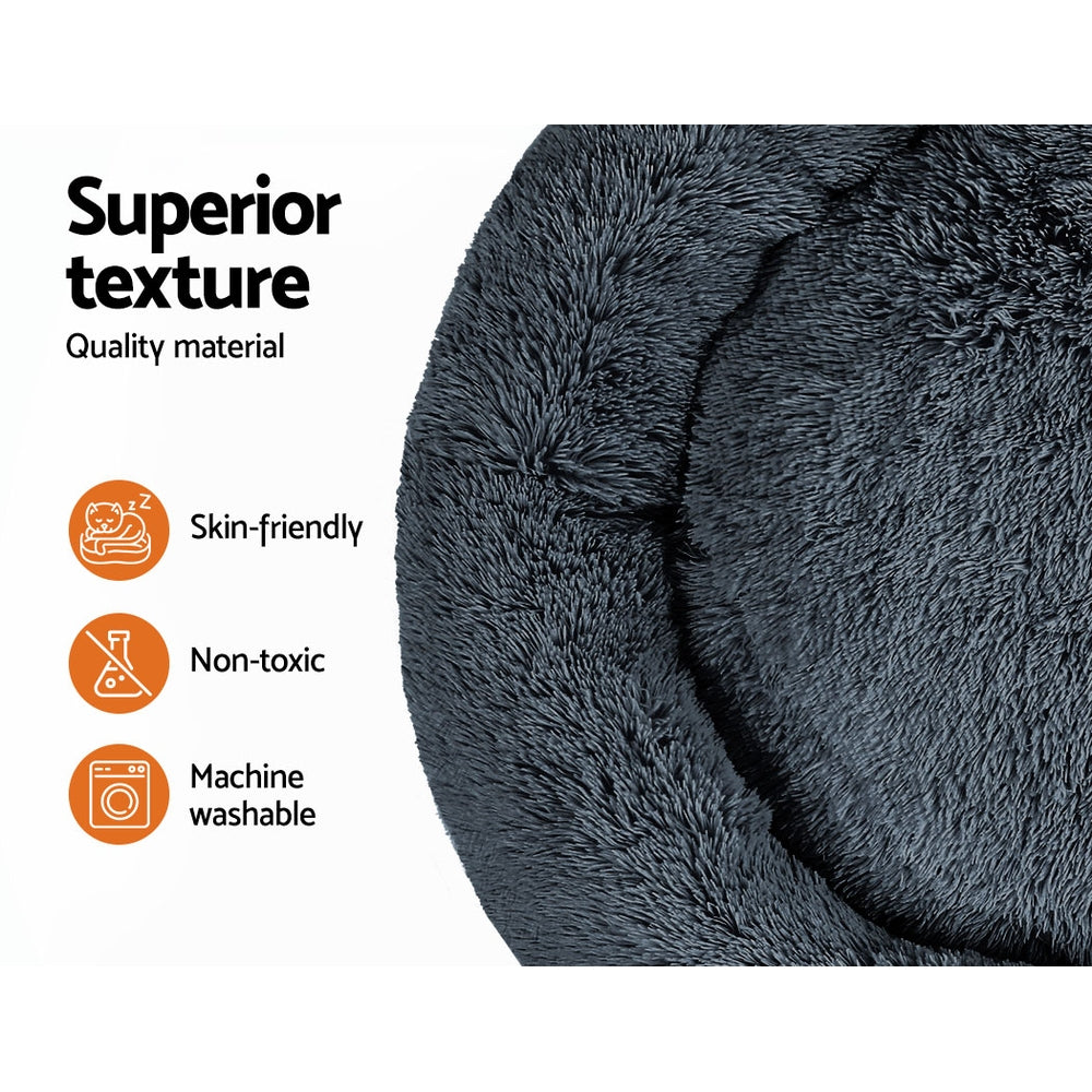 i.Pet 110cm calming pet bed, extra large, dark grey