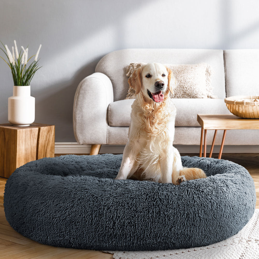 i.Pet 110cm calming pet bed, extra large, dark grey