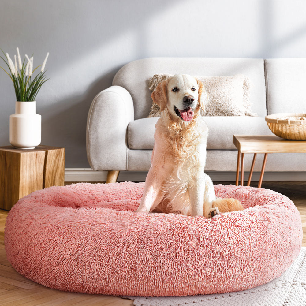 i.Pet 110cm calming pet bed, extra large, pink