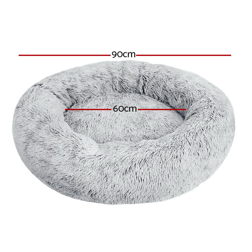 i.Pet 90cm calming pet bed, large, light charcoal
