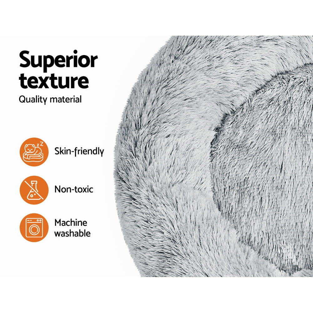 i.Pet 90cm calming pet bed, large, light charcoal