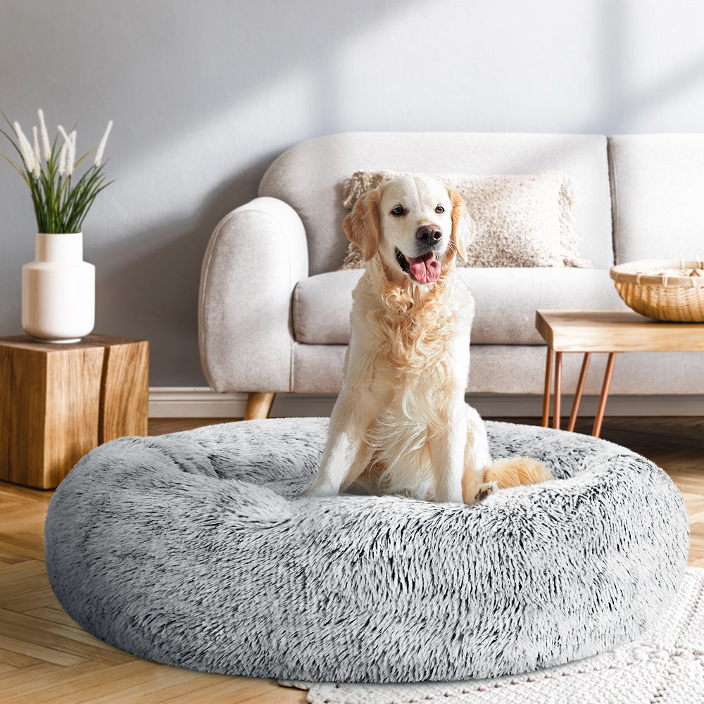 i.Pet 90cm calming pet bed, large, light charcoal