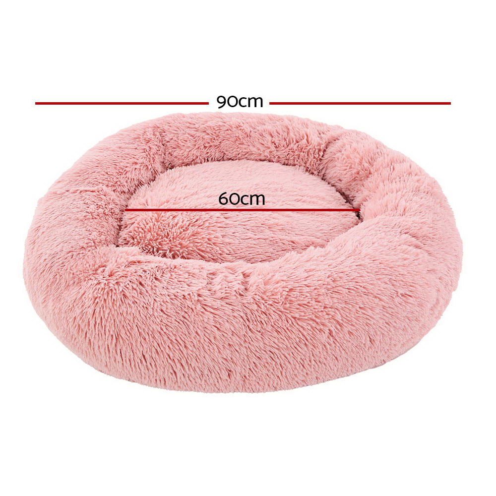 i.Pet 90cm calming pet bed, large, pink