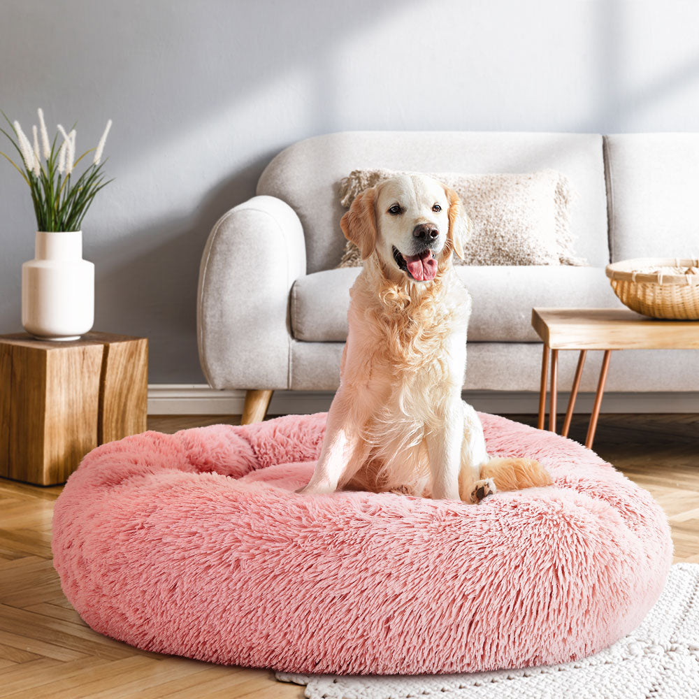 i.Pet 90cm calming pet bed, large, pink