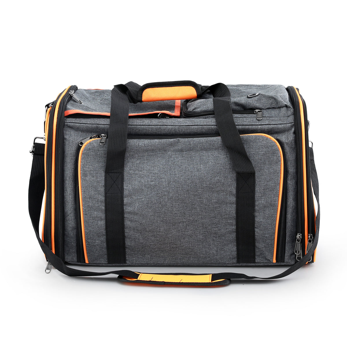 i.Pet expandable pet carrier bag, grey and orange