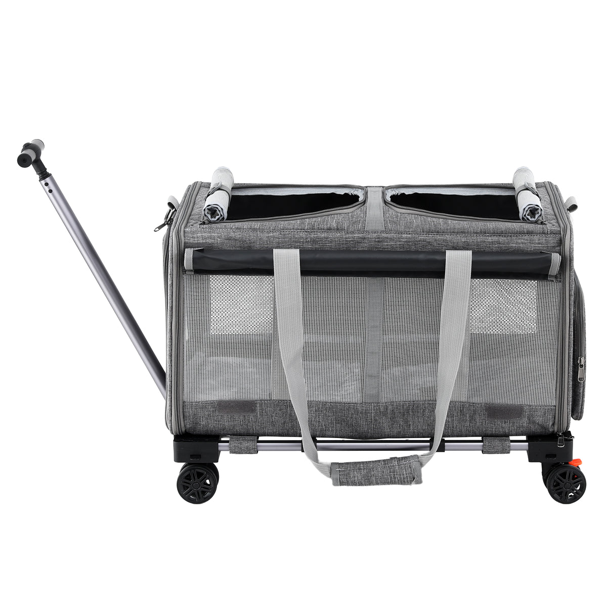 i.Pet wheeled trolley carrier with swivel wheels, grey