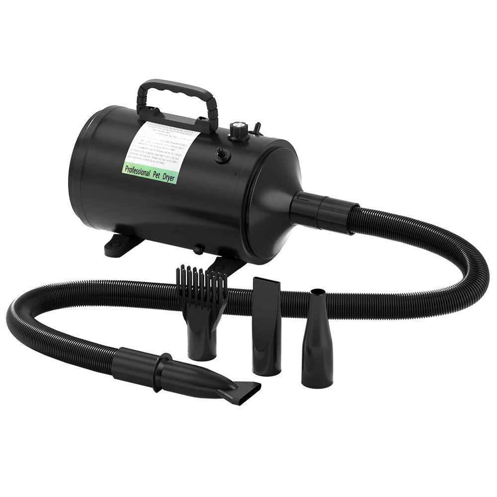 i.Pet dog and cat hair dryer and blower with nozzles and hose, black