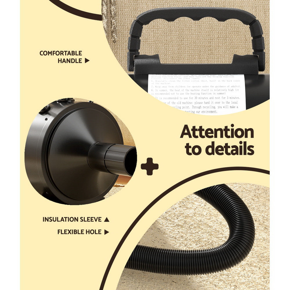i.Pet dog and cat hair dryer and blower with nozzles and hose, black