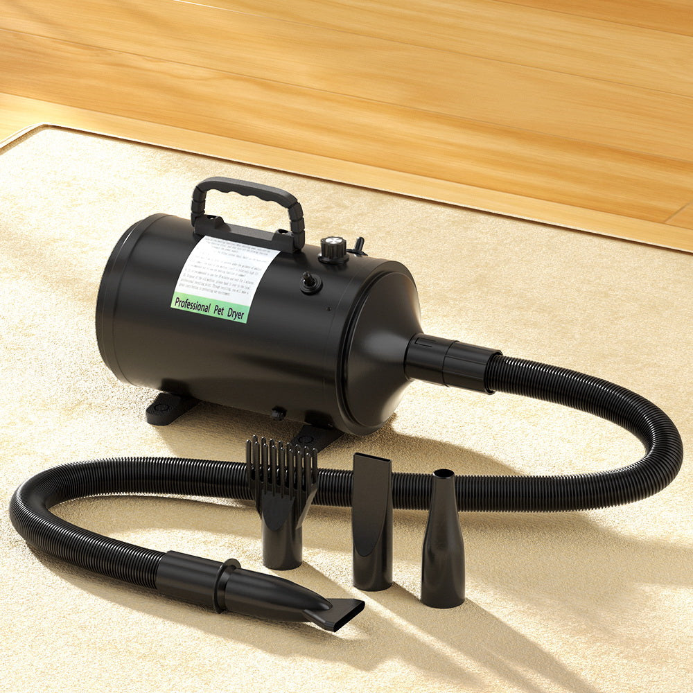i.Pet dog and cat hair dryer and blower with nozzles and hose, black