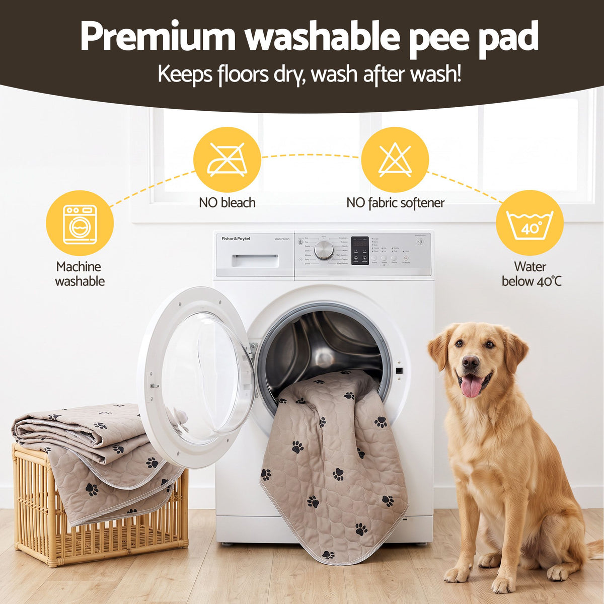 i.Pet washable dog training mat 183x183cm