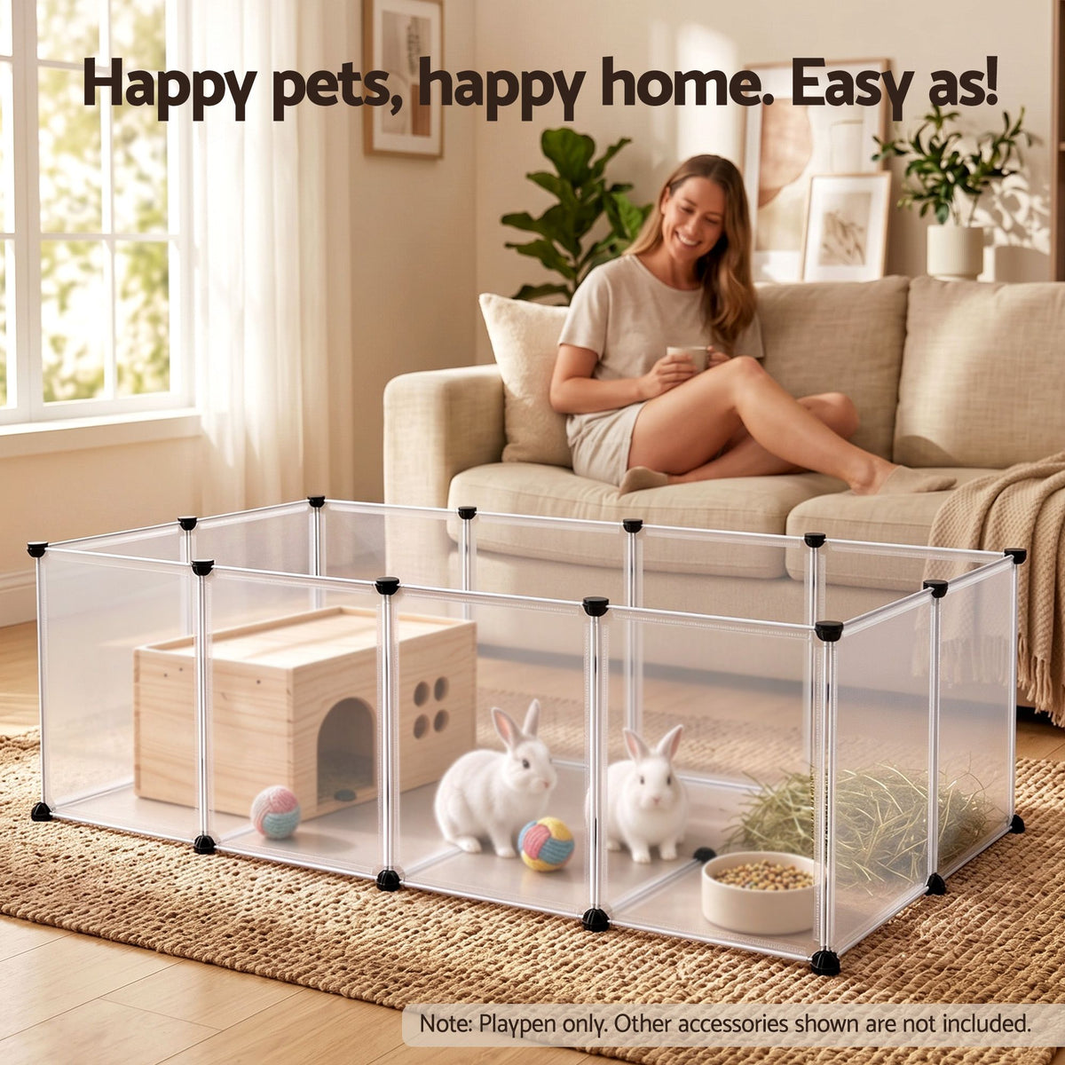 i.Pet Pet Dog Playpen 20 Panels with Baseboard DIY Enclosure Small Animal Rabbit Pen
