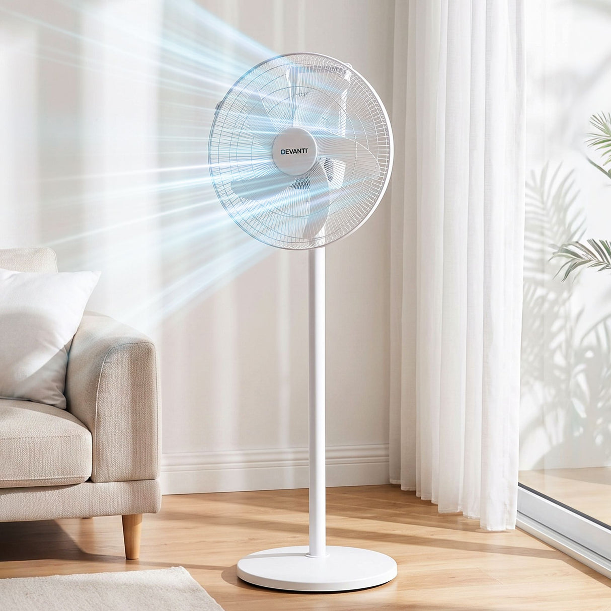 DEVANTI 16" 5-in-1 Rechargeable Fan for Pedestal Table Floor Wall Ceiling