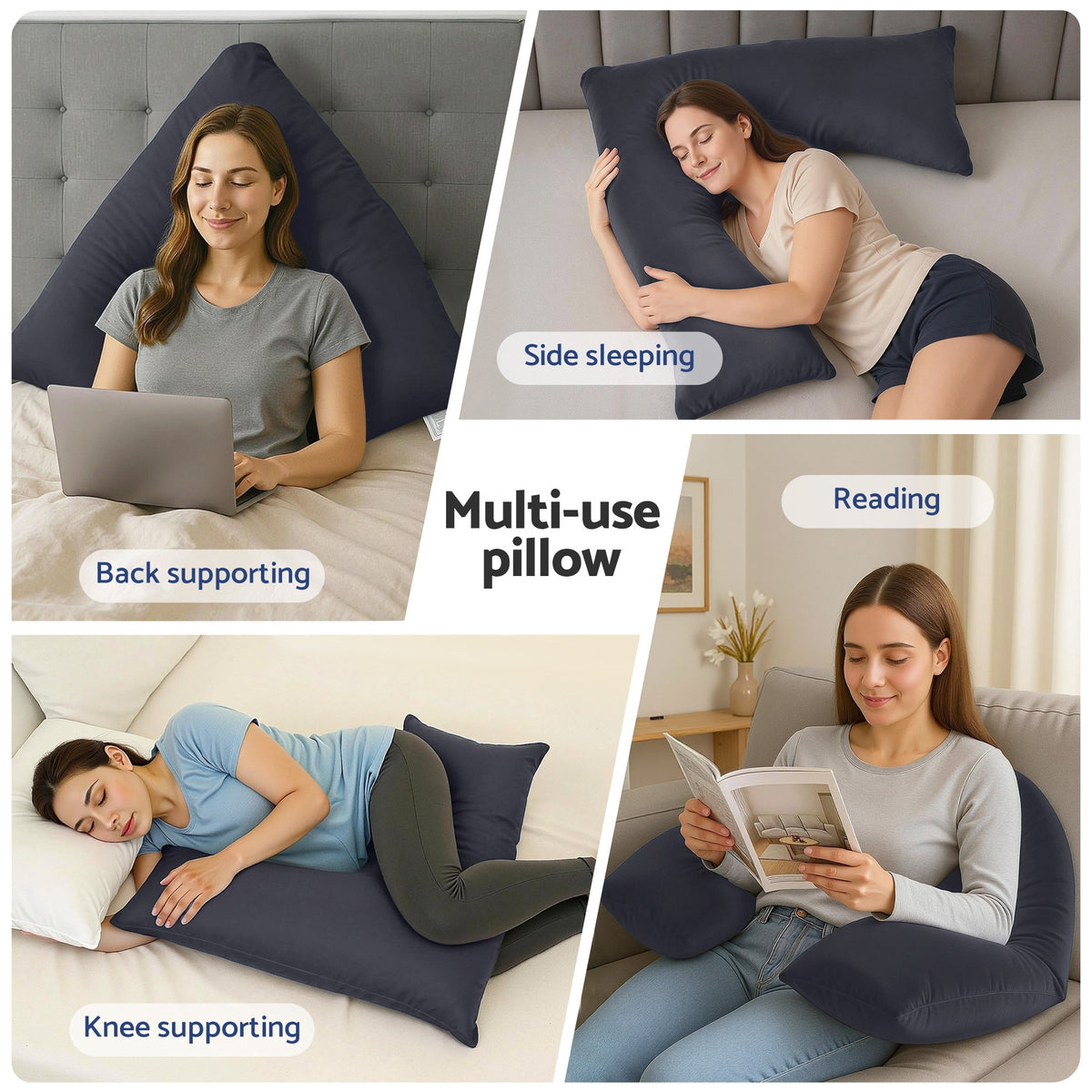 Grey nursing body cushion, machine washable.