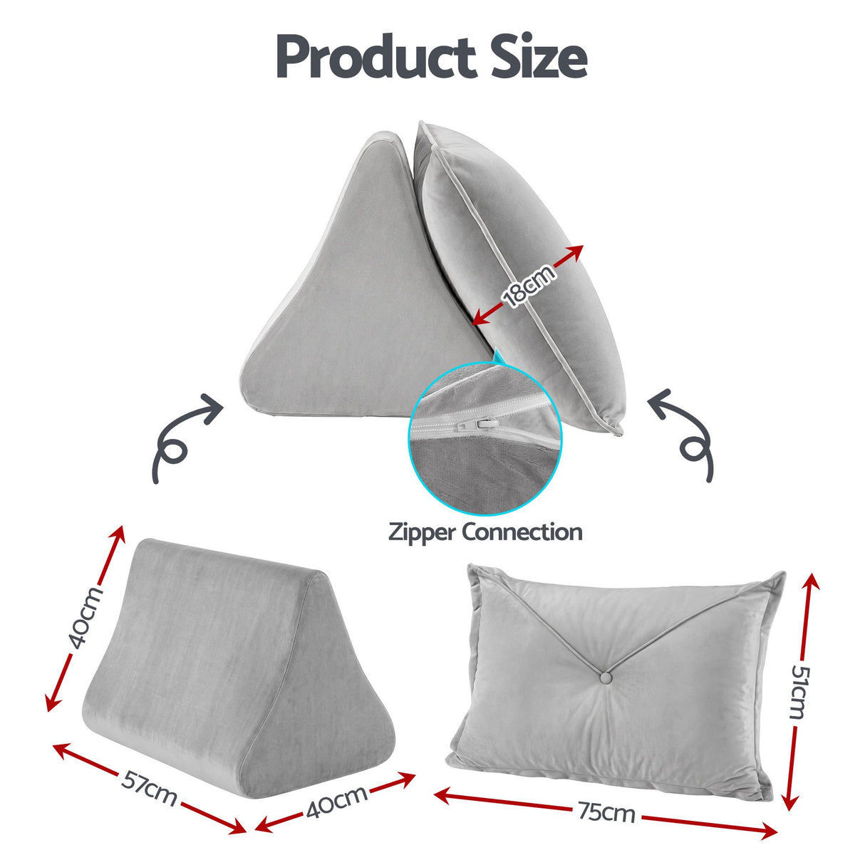 Giselle Bedding Back Pillow for Sitting in Bed, No-Collapse 25D High-Density Base, Ergonomic Lumbar Support Pillow for Gaming, Nursing & Floor Tatami, 90% Shredded Sponge Cushion with Washable Velvet Cover - Shoppers Spot Home & Garden > Bedding > Pillows - Alternate view 10