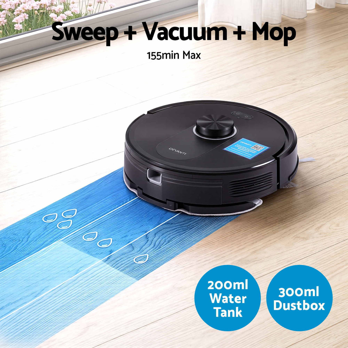 DEVANTI Robot Vacuum and Mop, APP Control 6000Pa LDS Laser 3-in-1 Cleaning