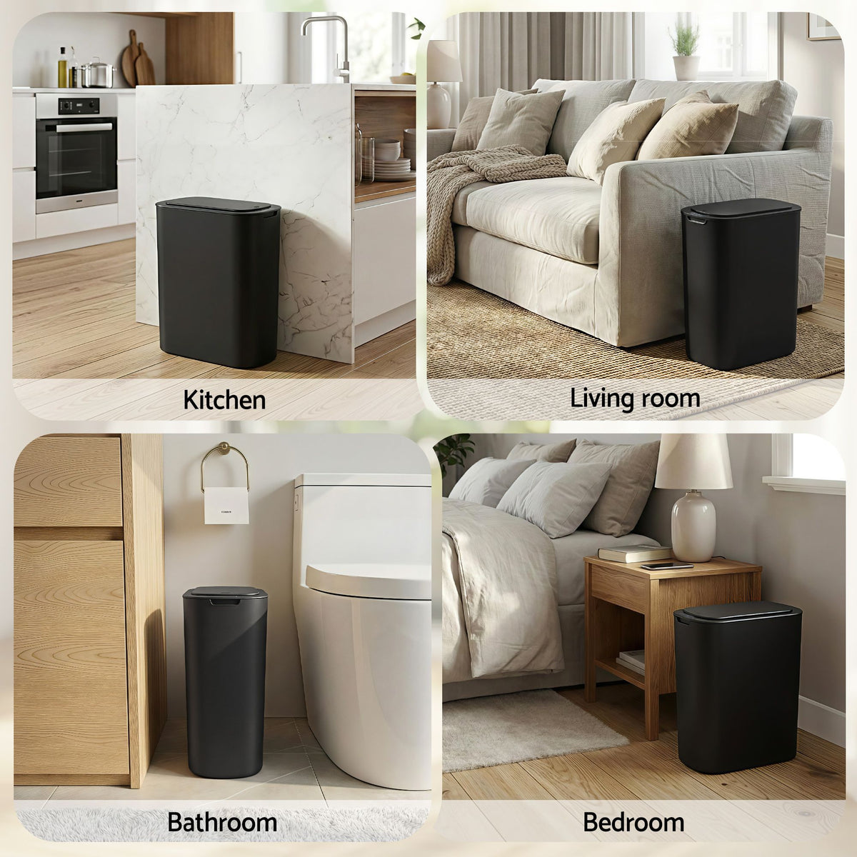 Devanti 21L slim motion sensor bin, black