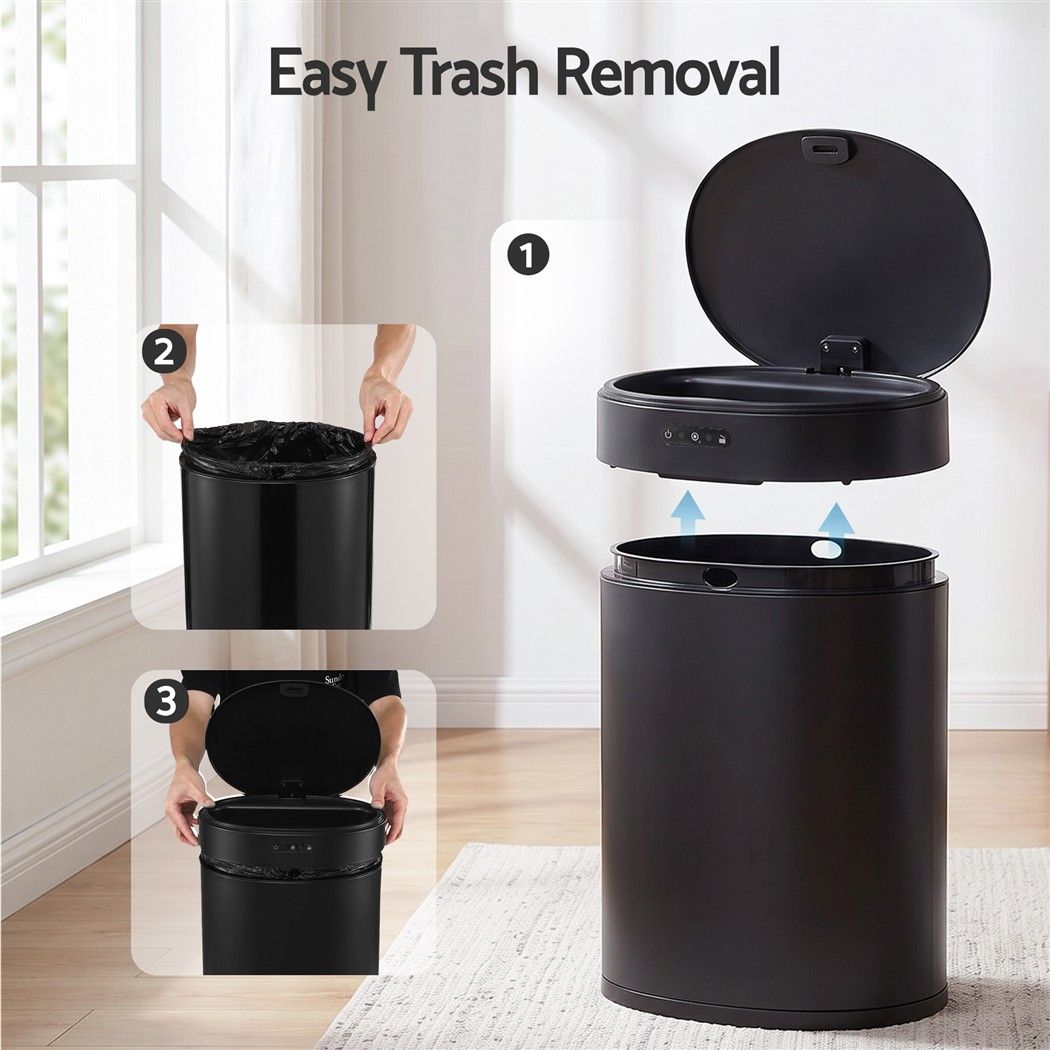 Devanti 20L Automatic Sensor Bin Touchless Rubbish Waste Bin Black Kitchen.