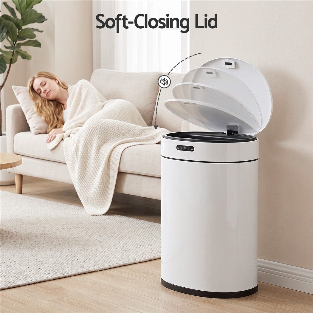 Devanti 20L Automatic Sensor Bin Touchless Rubbish Waste Bin White Kitchen.
