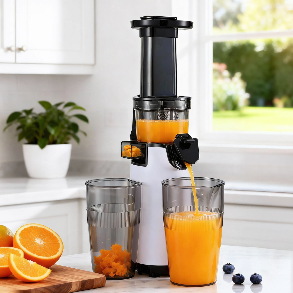 Devanti Slow Juicer Cold Press Fruit Juice Extractor 130W White