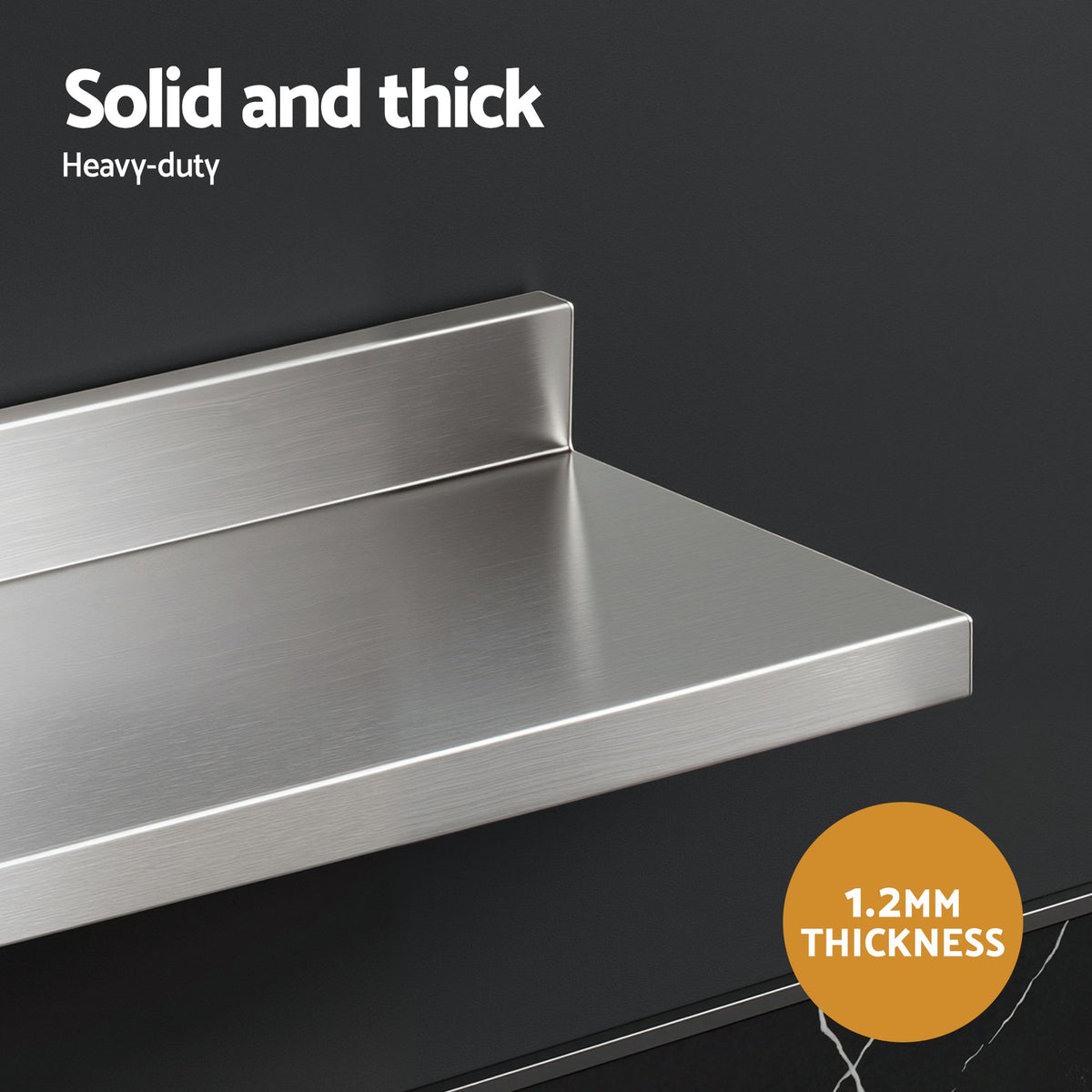Cefito 610 x 220mm 430 Stainless Steel L-Shaped Kitchen Wall Shelf.