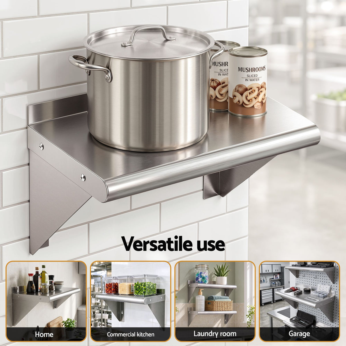 Cefito 410 x 250mm 430 Stainless Steel Compact Kitchen Wall Shelf.