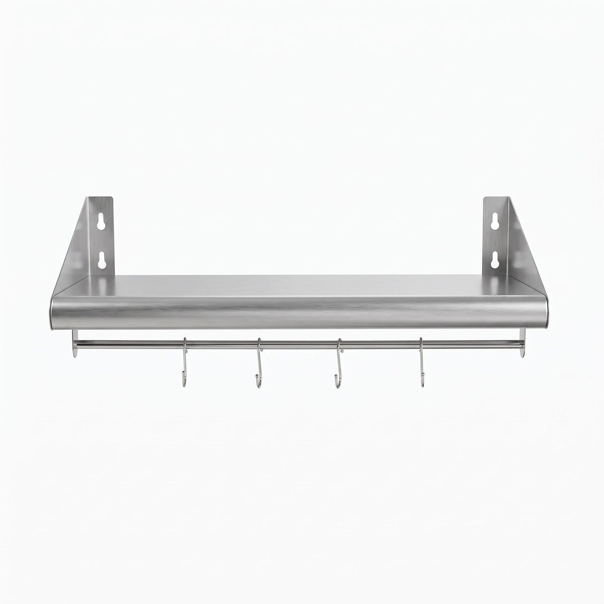 Cefito 610mm 430 Stainless Steel Wall Shelf with Hooks and Side Guards.