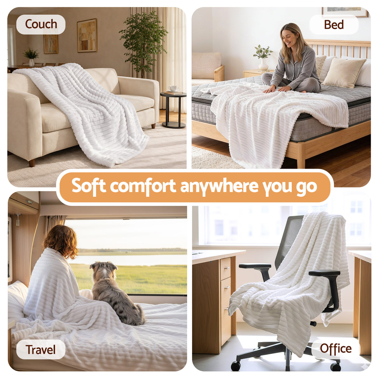 Giselle 152x203cm Throw Blanket Queen Fleece Lightweight Cozy Sofa Couch Bed Throw