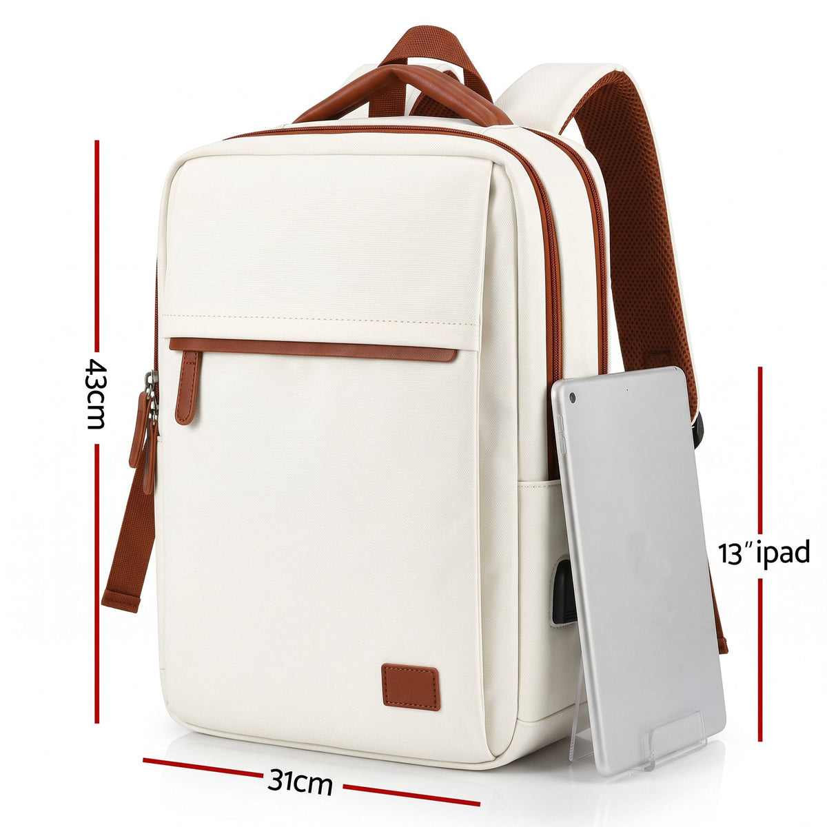 Wanderlite 20L Travel Laptop Backpack Carry On Work Bag with USB Port for Airlines Outdoor Business Beige.