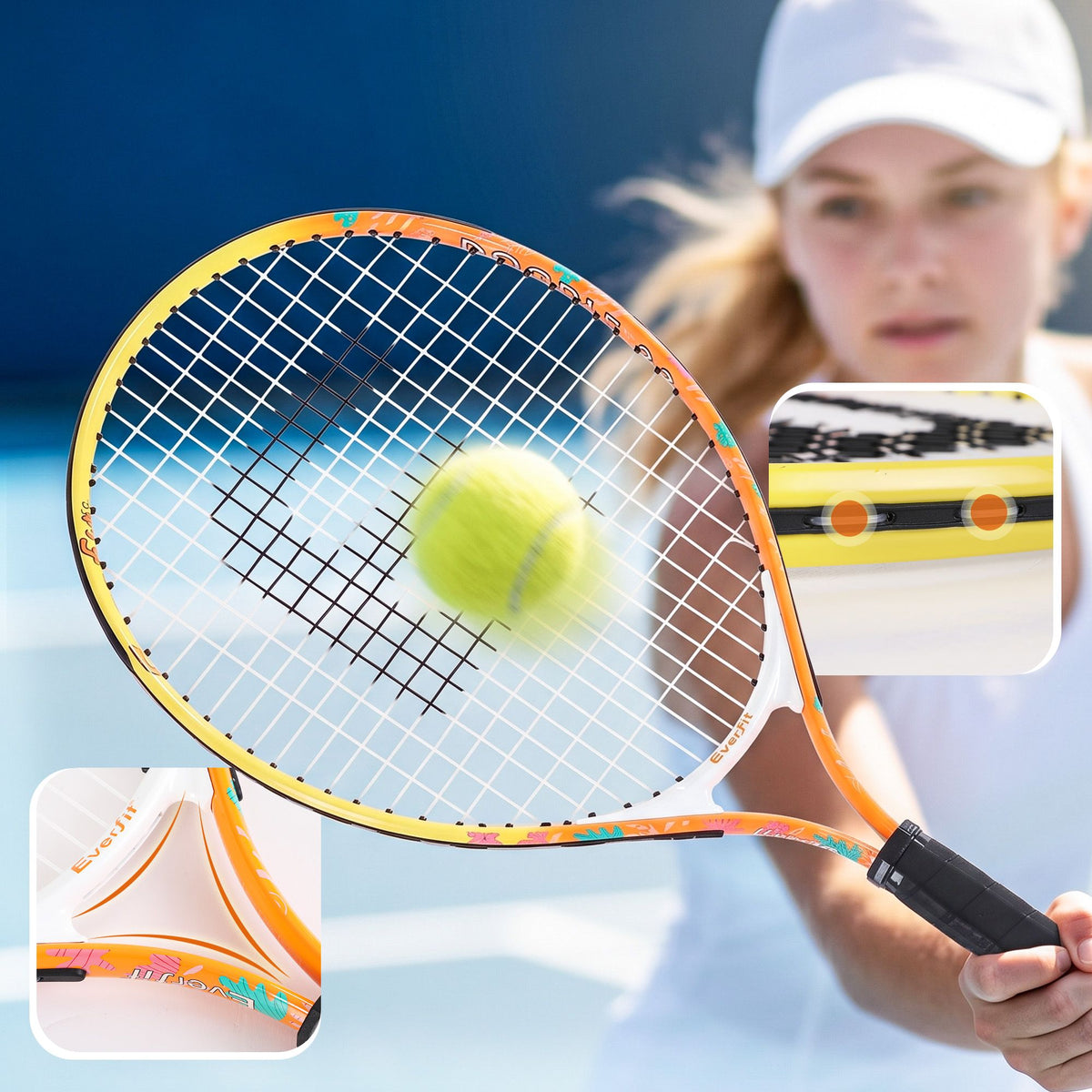 Everfit 23 inch tennis racket set of 2 in orange